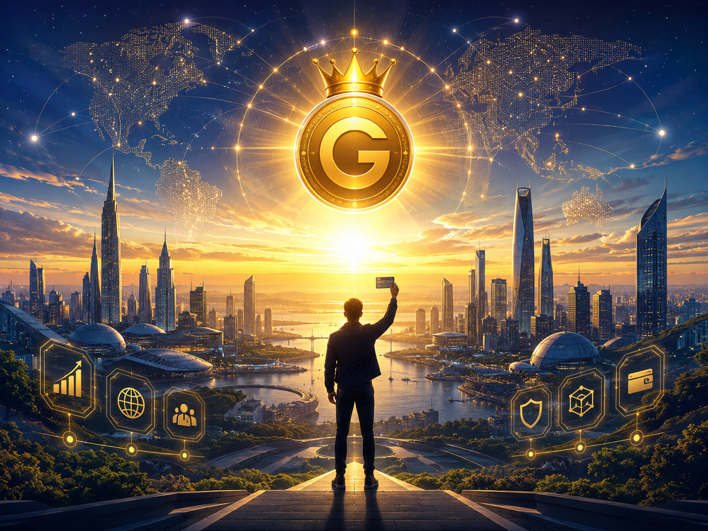 Future global GOLDY financial ecosystem city