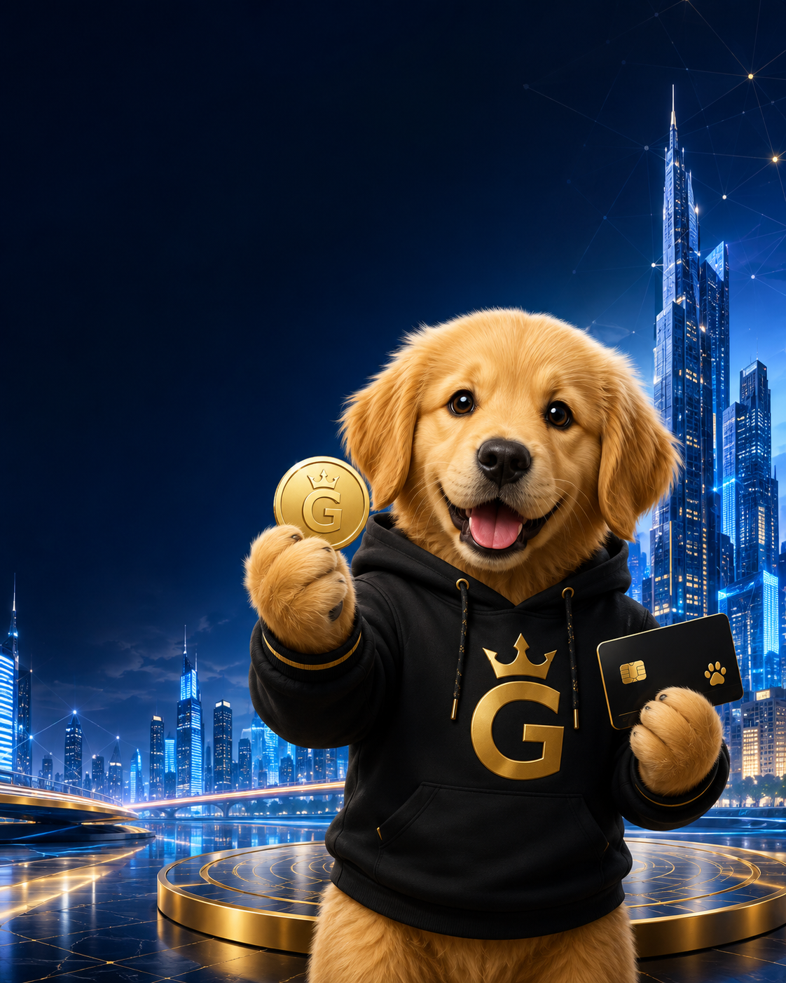 GOLDY mascot and payment card