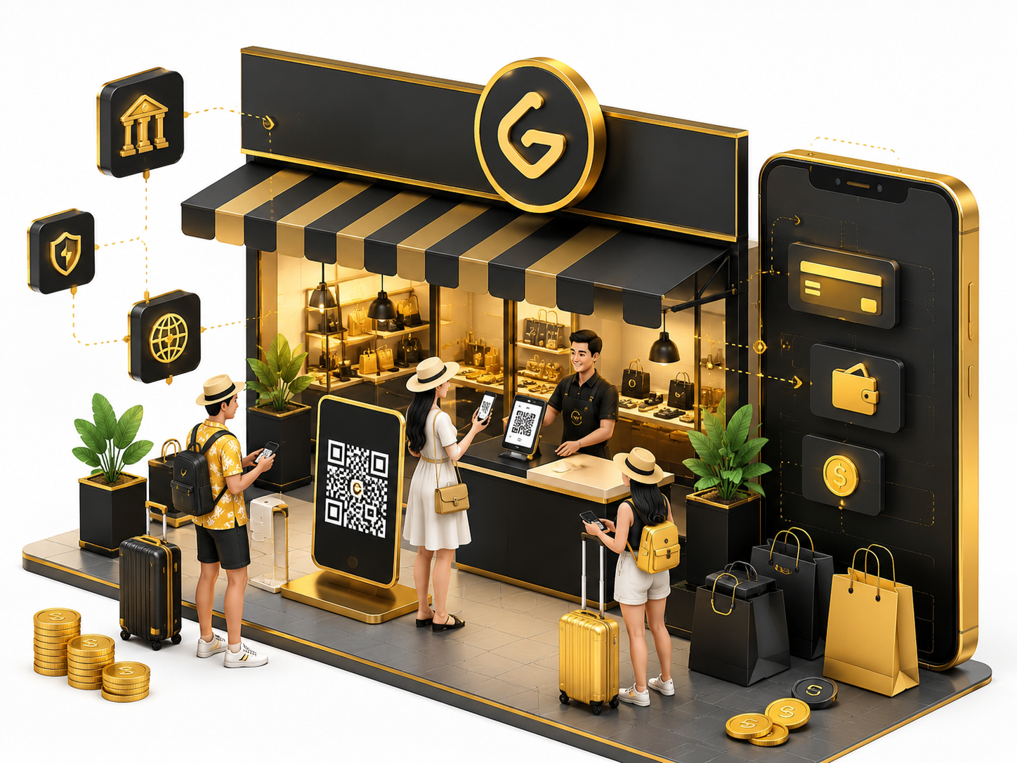 Merchant payment and QR retail scene